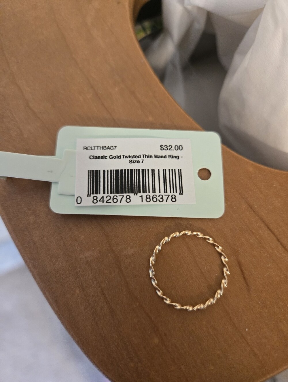 Enewton Classic Gold Twisted Thin Band Ring - Size 7